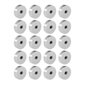 Set of 20 silver stainless steel flat round ear studs with black center and screw back - 4*2mm (1.2 Thread) / Steel Disc