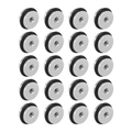 20pcs silver titanium steel screw ear studs with black rubber rings in a 4x5 grid - Steel Disc with Rubber Ring