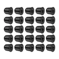 Set of 25 shiny black cylindrical bullet ear plugs in a neat 5x5 matrix display - Black Cone