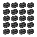 Set of 20 black titanium steel knurled internal screw earplugs with smooth finish - Black Pattern Rhinestone