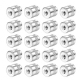 Set of 20 silver titanium steel knurled internal screw ear studs in a neat matrix - Steel Pattern Rhinestone