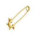 Goldener Sicherheitsnadel-Ohrring mit Nieten und poliertem C-förmigem Design - Sicherheitsnadel-Ohrclip mit Spitze (Gold)