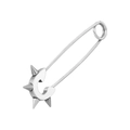 Silberner Büroklammer-Ohrring mit drei Punk-Nieten und C-förmigem Design - Sicherheitsnadel-Ohrclip mit Spitze (Stahl)