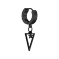 Gothic punk black stainless steel huggie hoop earring with a triangle and star charm - Star Triangle (0375) / Black
