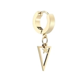 Golden titanium steel hoop earring with hollow triangle and solid pentagram star charm - Star Triangle (0375) / Gold