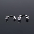 G23 titanium horseshoe ring piercing with cubic zirconia and polished ball stud - Inner Diameter 8mm / Steel + White Zirconia (8mm)