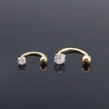 G23 titanium curved barbell with sparkling zircon and gold finish for eyebrow and ear piercings - Inner Diameter 6mm / Gold + White Zirconia (6mm)