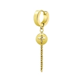 Men's gold titanium steel huggie earring with cross disc and long twisted chain link - Cross Disc Chain (0376) / Gold