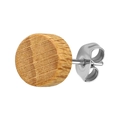 Orecchino a perno in legno naturale con perno in acciaio inossidabile argentato - Perno Sottile Disco Rotondo / 6mm / Giallo chiaro