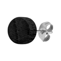 Orecchino a perno tondo nero texture legno minimalista con perno in metallo argento - Perno Sottile Disco Rotondo / 8mm / Nero