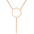 Minimalist rose gold Y-shaped necklace featuring a hollow circle and vertical bar pendant - Rose Gold Circle Style