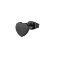 Boucles d'oreilles minimalistes en acier titane en forme de cœur, fini noir mat - Broderie Cœur Noir