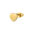 Puce d'oreille minimaliste en forme de cœur doré avec finition en métal poli brillant - Cœur Or