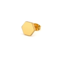 Puce d'oreille hexagonale géométrique dorée avec une finition miroir polie - Hexagone Or