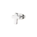 Clou d'oreille en forme de croix géométrique en acier inoxydable poli argent - Croix Couleur Acier