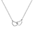 Silver Y-shaped lariat necklace featuring interlocking double heart pendants for women - Silver Heart