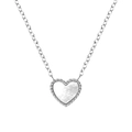Chic silver Y-shaped necklace with heart-shaped white mother of pearl pendant inlay - Silver And White Heart Style