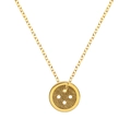 Elegante gouden titanium halsketting met matte knoophanger en kruisjesketting - Gouden Knop Stijl