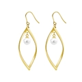 Elegante gouden bladervormige haakoorbellen met witte parels voor dames in moderne stijl - Gouden Basis met Kunstparel