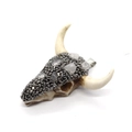 Bull skull resin pendant with dark rhinestones and raw stone accents for DIY jewelry - Black Rhinestone With White Stone (Style 1)