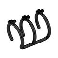 Black stainless steel triple row ear cuff with gothic cross charms for non-pierced ears - 3 Layer Cross Style (0004) / Black