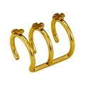 Gold plated triple hoop ear cuff with minimalist cross charms for non-pierced ears - 3 Layer Cross Style (0004) / Gold