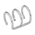 Three-band silver stainless steel clip-on ear cuff in a minimalist polished finish - 3 Layer Minimalist Style (0005) / Steel