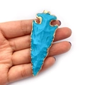 Colgante de punta de flecha en piedra azul cielo con baño de oro para joyería DIY - N.º 3 (Azul Cielo)