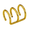 Polished gold-plated three-layer ear cuff earring with a minimalist triple band design - 3 Layer Minimalist Style (0005) / Gold