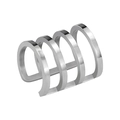 Minimalist silver-colored stainless steel four-layer C-shape ear cuff in polished finish - 4 Layer Minimalist Style (10612) / Steel