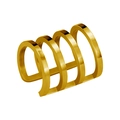 Gold plated ear cuff with four-row cutout design and brushed metal texture finish - 4 Layer Minimalist Style (10612) / Gold