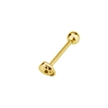Piercing de langue tête de mort en acier titane doré avec barre polie et boule - Style Crâne / Or