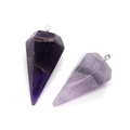 Natural purple amethyst hexagonal cone crystal pendants with silver metal ring hooks - Amethyst