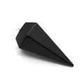 Polished black onyx hexagonal cone pendant with silver metal ring for jewelry making - Black Agate