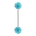 Piercing barbell argenté de 5 mm avec boules disco en cristal bleu pavé aux extrémités - Barre 1.6mmx14mm + Boule 5mm / Ton Argent + Bleu Mer Clair