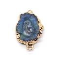 Blauwe druzy agaat connector met vergulde randen en dubbele ringen voor DIY-sieraden - Donkerblauw (Nr.4)