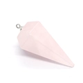 Faceted rose quartz hexagonal cone pendant with silver-tone metal bail for DIY jewelry - Rose Quartz