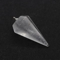 Polished transparent clear quartz stone hexagonal prism pendant with silver clasp loop - Transparent Crystal