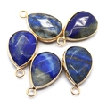 5 Pendentifs gouttes en lapis-lazuli avec bordure dorée pour création de bijoux - Lapis-lazuli
