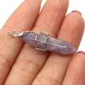 Amethyst-Kristallanhänger mit sechseckiger Form und Silberdrahtwicklung für DIY - Amethyst Silber
