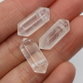 Set van drie heldere zeshoekige dubbelpuntige kristallen hangers voor DIY sieraden - 8x20mm / Bergkristal