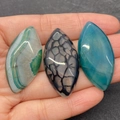 Dragon vein agate marquise beads in green, black, and teal colors for DIY jewelry making - No.8 (Green Black Vein Agate)