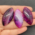 Three marquise-shaped purple dragon vein agate gemstones for DIY jewelry making - No.9 (Rose Red Dragon Vein Agate)