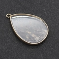 Water drop shaped natural stone pendant with gold metal edge for DIY jewelry making - Transparent Ore Texture Style (No.8)