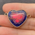 Connettore a cuore in pietra mosaico con placcatura in oro e doppi anelli per gioielli - Stile Texture Marmo Blu Viola (3)