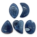 Set of 5 dark blue dragon vein agate pendants in moon and heart shapes for DIY jewelry - Moon Oval Heart Drop Mixed Styles