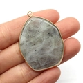 Irregular waterdrop natural spotted stone pendant with a gold-plated metal frame - Flash Stone (4877102877609) / Flash Stone (Labradorite)