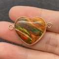 Connettore a cuore in marmo colorato con bordi metallici dorati per gioielleria - Stile Misto Arancio Verde (7)