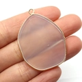 Handheld translucent light purple irregular agate stone pendant with gold metal plating - Light Purple