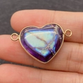 Connettore a cuore in pietra imperiale viola con bordo dorato e doppio anello per DIY - Stile Magico Viola (9)